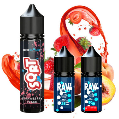 SQRT Strawberry peach 60ml LONGFILL + Nic salt shot